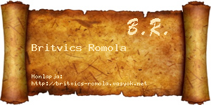 Britvics Romola névjegykártya